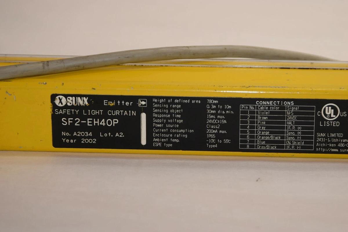 Used SUNX SF2-EH40P SF2EH40P 780mm Enutter Safety Light Curtain