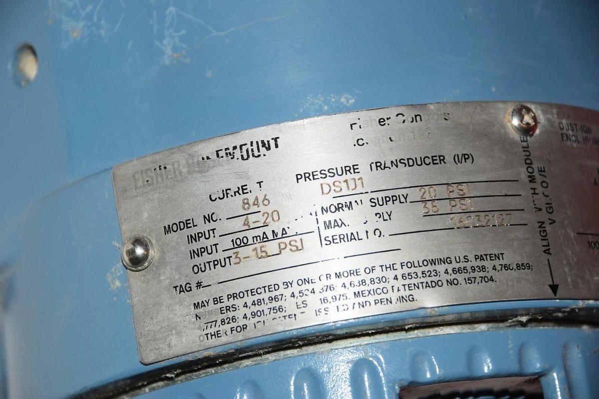 Used FISHER ROSEMOUNT 846 DS1J1 20-35psi PRESSURE TRANSDUCER
