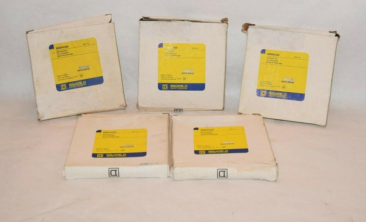 NEW, LOT OF 5) SQUARE D 9080GH220 9080 GH220 Ser A Blank Vinyl Marking Strip