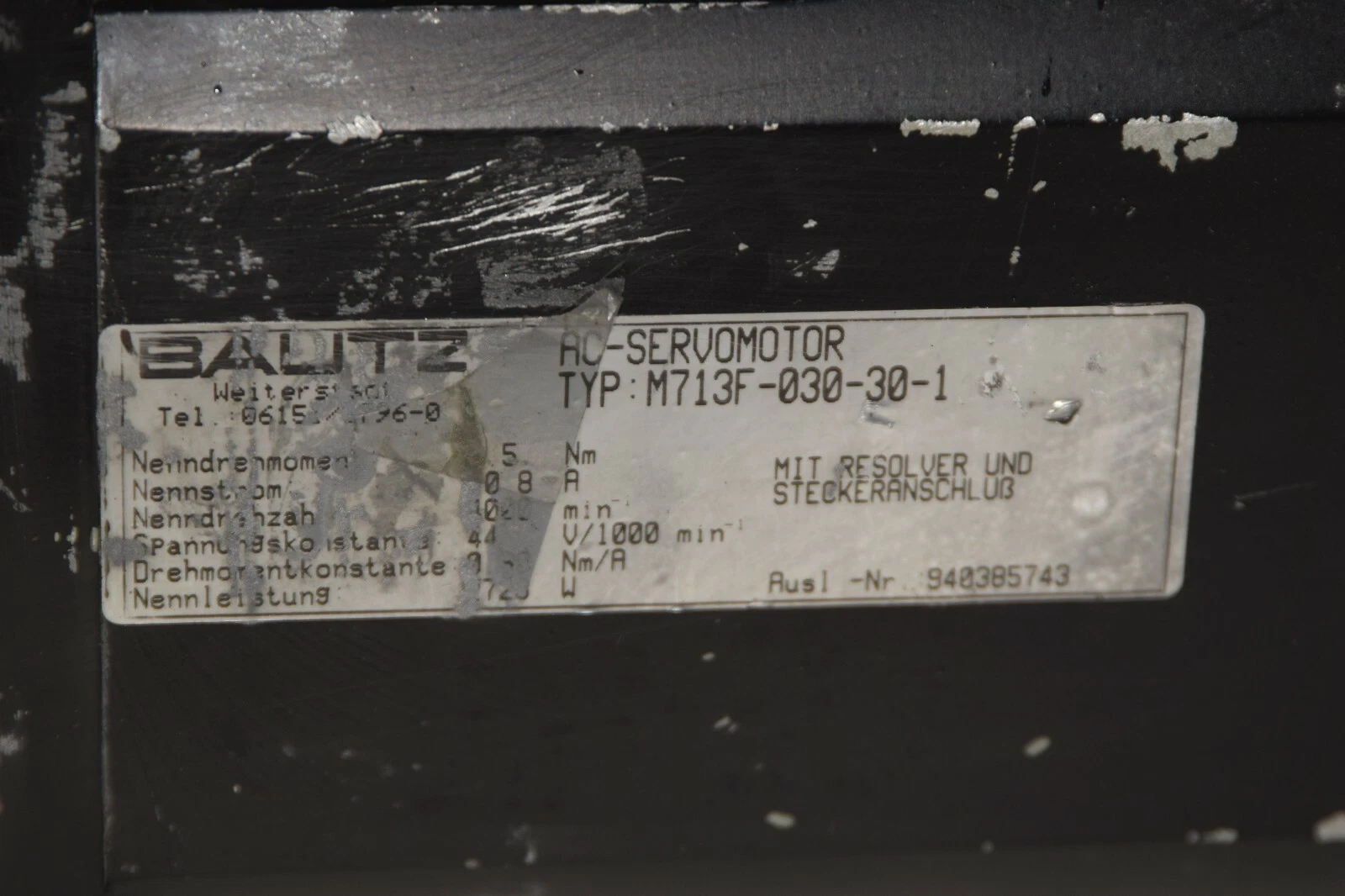Used Bautz M713F-030-30-1 M713F030301 AC Servo Motor