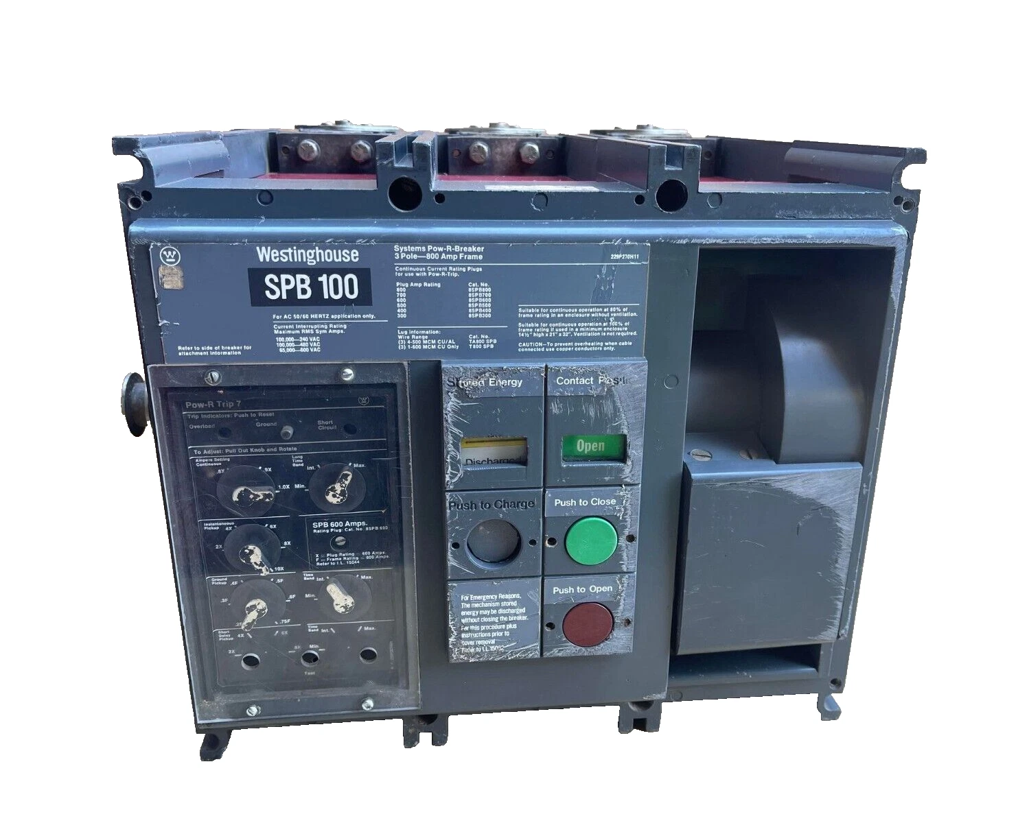 Used Westinghouse SPB100 Pow-R-Breaker Ins Case Breaker Frame 800a  Plug 8SPB600 600a