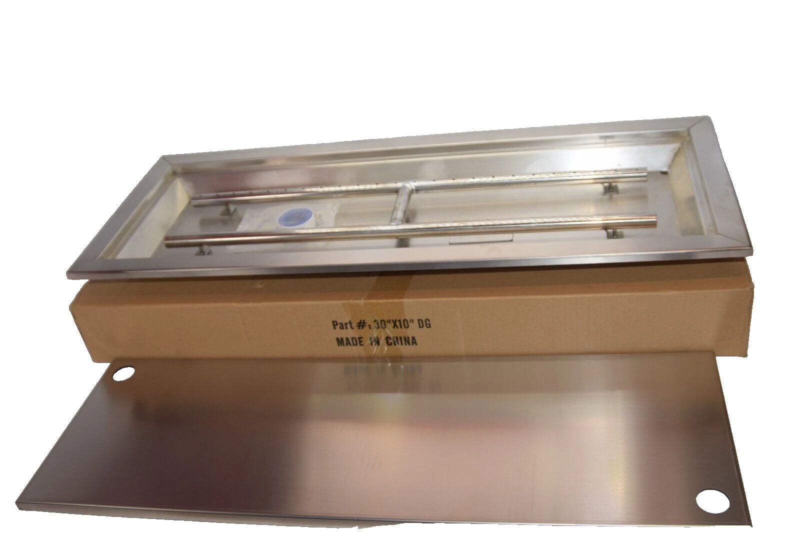 30" x 10" DG Rectangular Stainless Fire Pit Pan, Heavy-Duty Drop-In Pit Pan