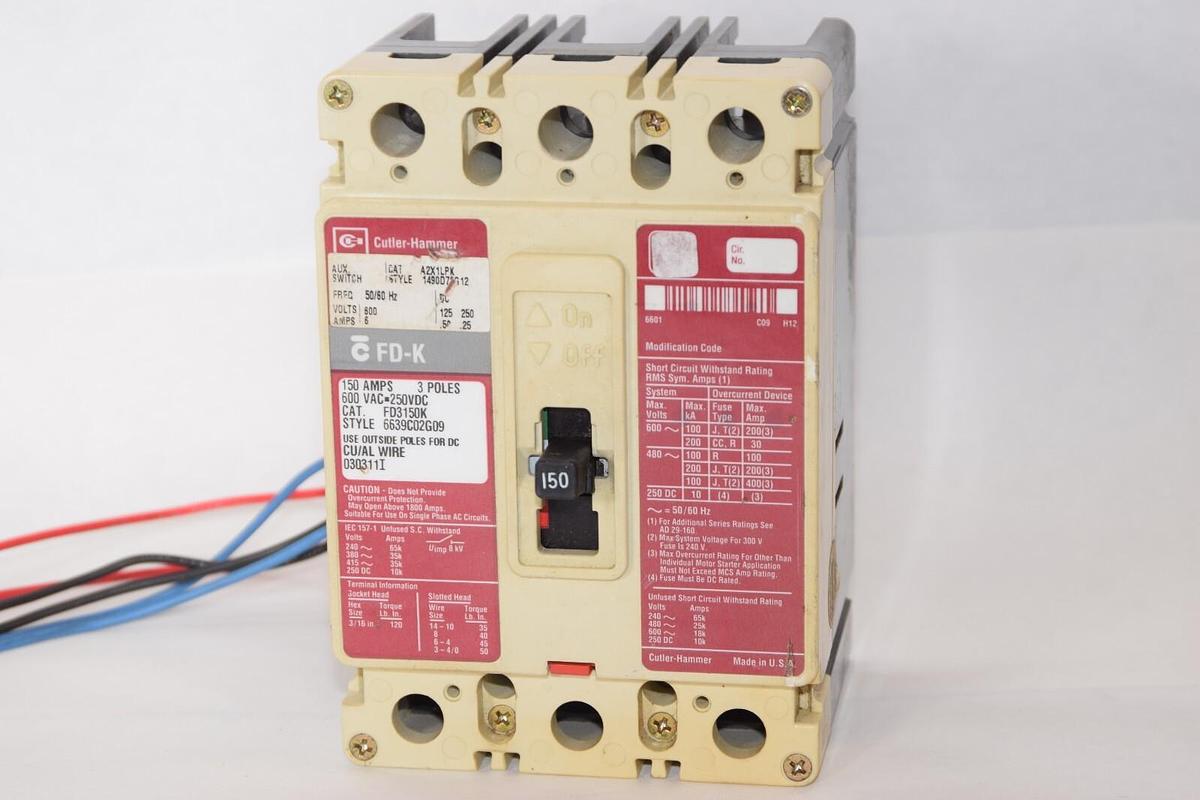 Used CUTLER HAMMER FD3150K 6639C02G09 150A 150 Amp 3 Pole Circuit Breaker