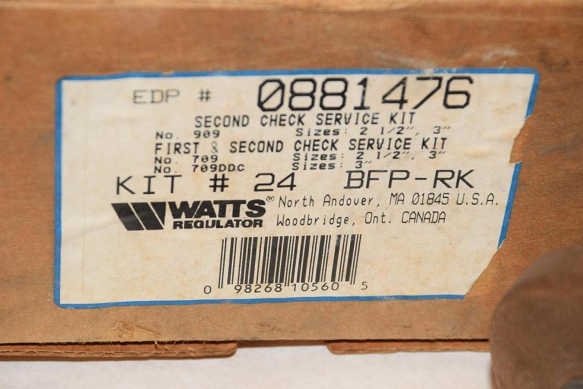 Watts 24 BFP-RK 709ddc 709 909 3" / 2-1/2" Second Check Service Kit 0881476 NEW