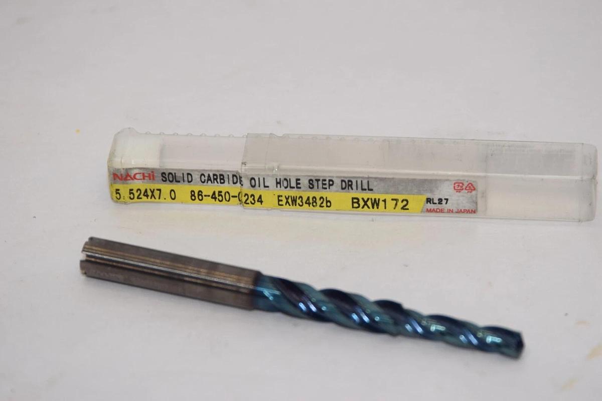 (NEW) NACHI 5.524x7.0 86-450-0234 EW3482b Solid Carbide Oil Hole Step Drill Bit