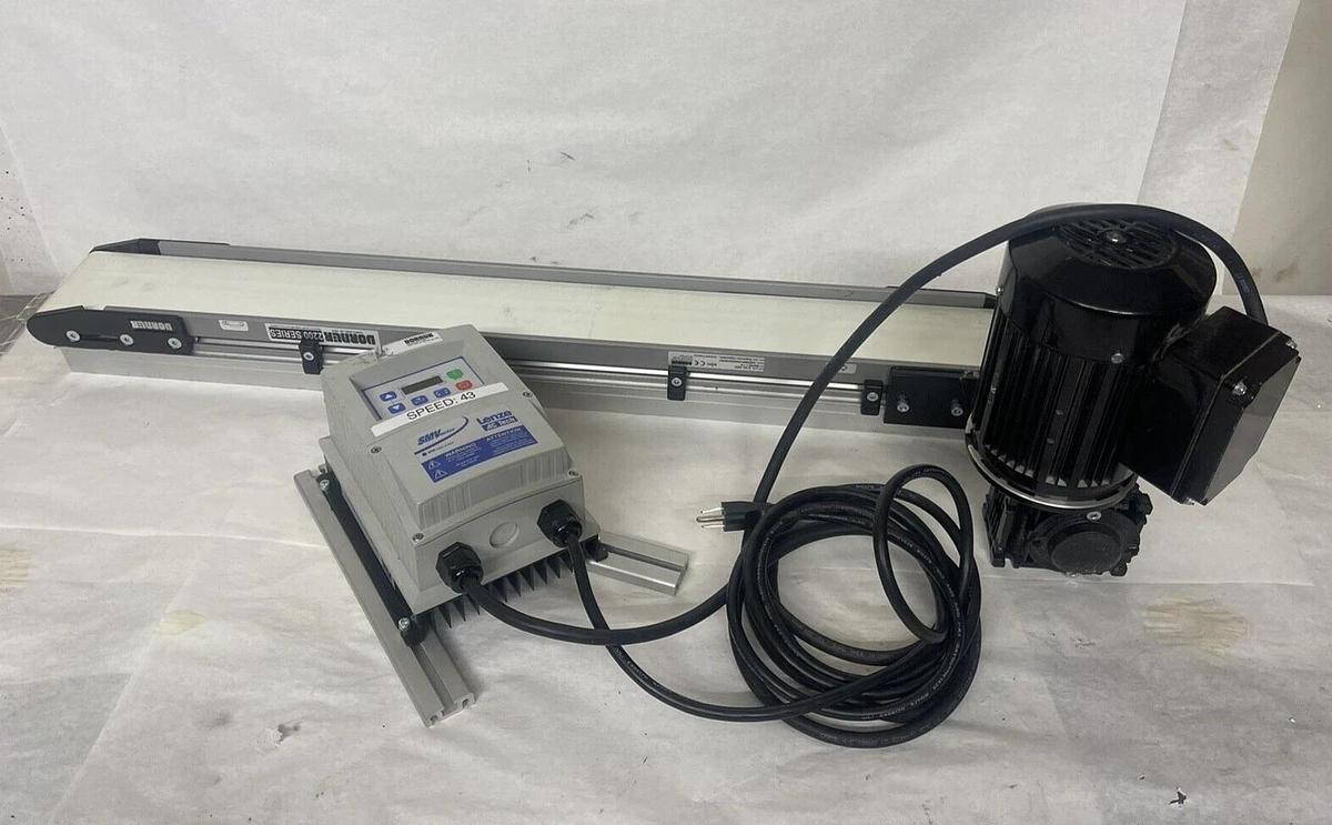 Used DORNER 2200 CONVEYOR 22edm04-030020a343401 Lenze Esv371n01sxc Motor 42R6BFPP