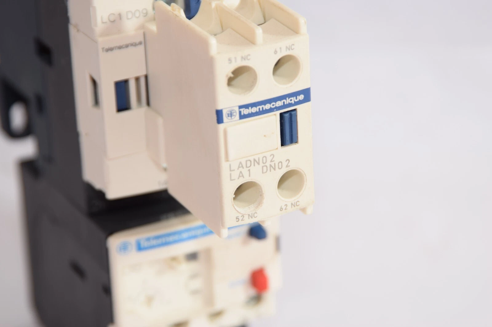 Used TELEMECANIQUE LRD 08 Relay With LC1 D09 Contactor & LADN02 Auxilary Contact