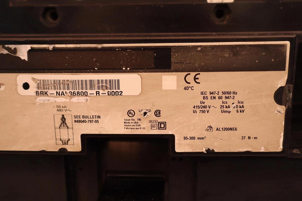 Used Square D Circuit Breaker 800 Amp NAL36800 800A Frame 3Pole