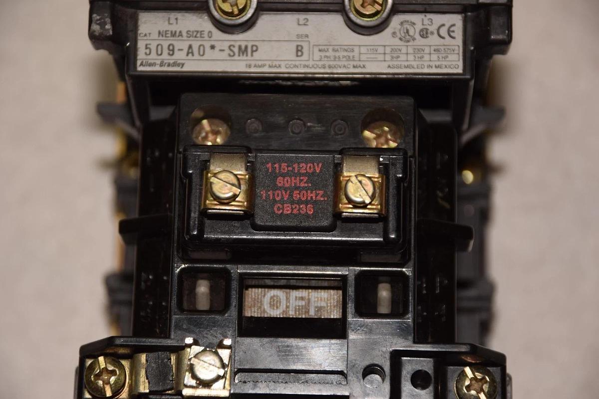 ALLEN BRADLEY 509-A0-SMP 509-A0*-SMP SERIES B 115-120V COIL CONTACTOR NEW