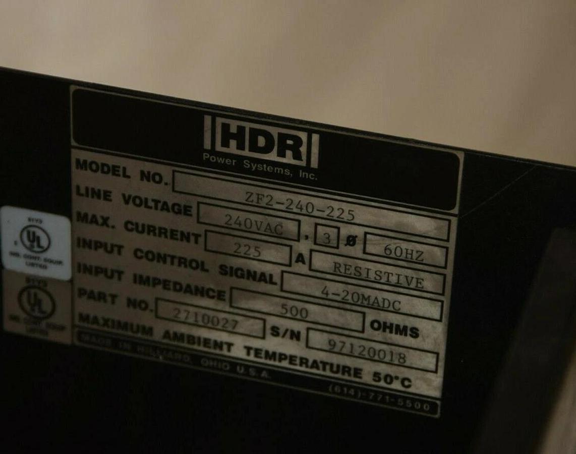 Used HDR / AMETEK  ZF2-240-225 240VAC 3PH 60Hz 225A 4-20MADC 500Ω Power Cont. Drive