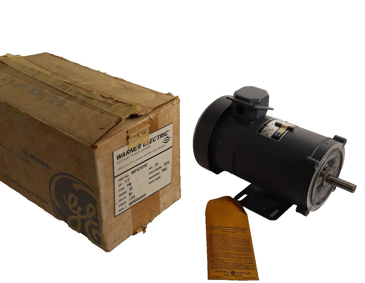 Warner Electric Seco DC Motor M0F6210110 5BPB56KAA59 1/2hp .5hp 90v 1725rpm NEW