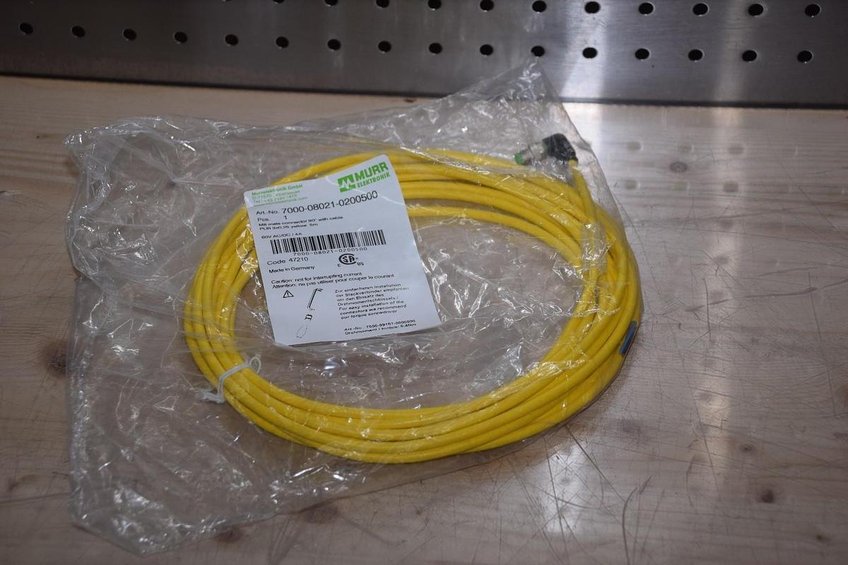 New MURR Elektronik QC Cable, 7000-08021-0200500, M8 male 90degree, 5meters