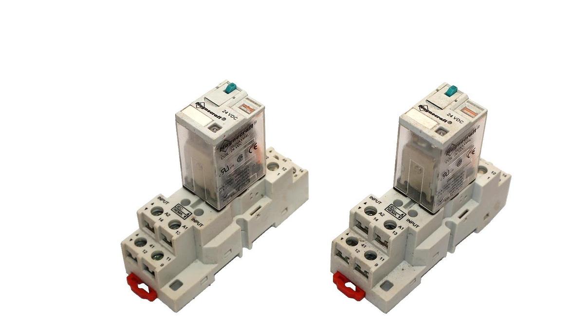 Used Magnecraft 782XAXM4L 24V Coil Relay With Base 70-782D8-1 (Lot of 2)