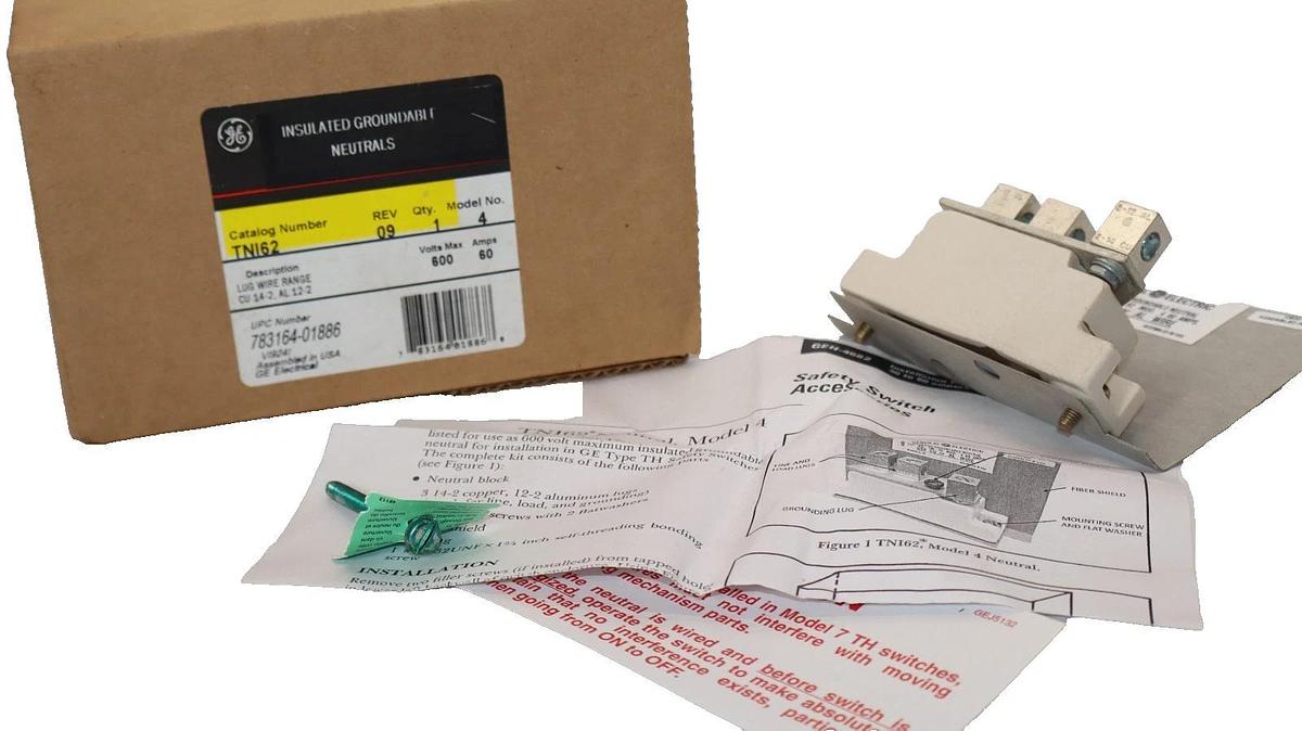 GE Insulated Groundable Neutral TNI62 600VAC 250DC 60Amp (Lot of 3)