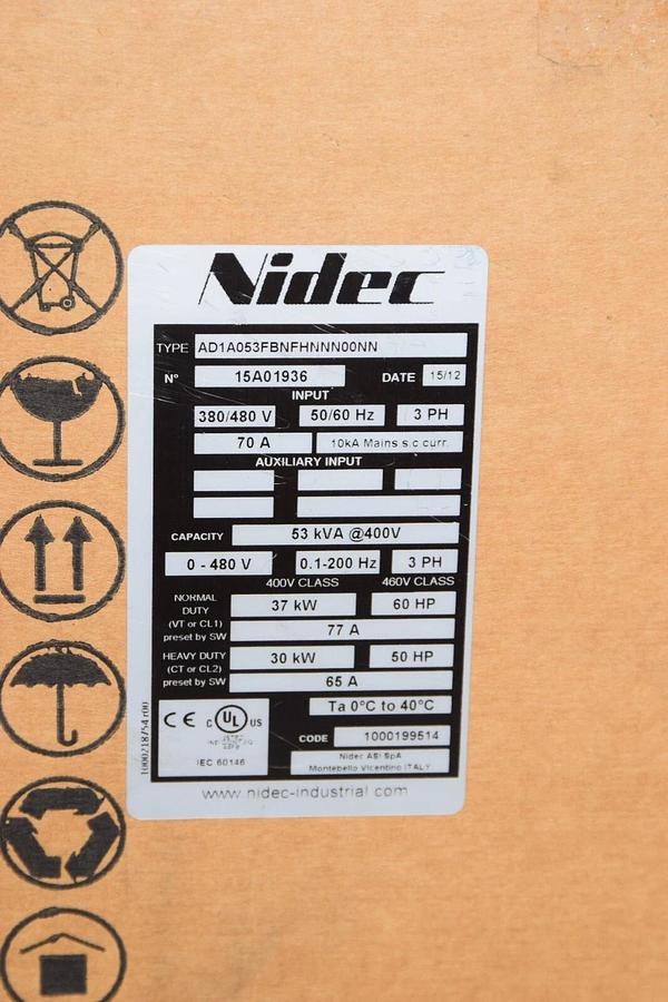 Nidec Inverter Drive AD1A053FBNFHNNN00NN AD1A053FBNFHN 380/480v 50 60hp 3ph NEW