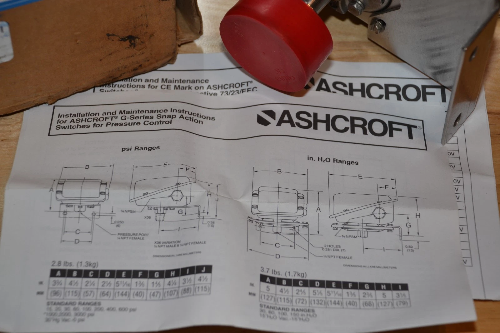 ASHCROFT PRESSURE SWITCH GPSN4HV25XCG3A 200PSI GPSN4HV25 VITON/ST NEW