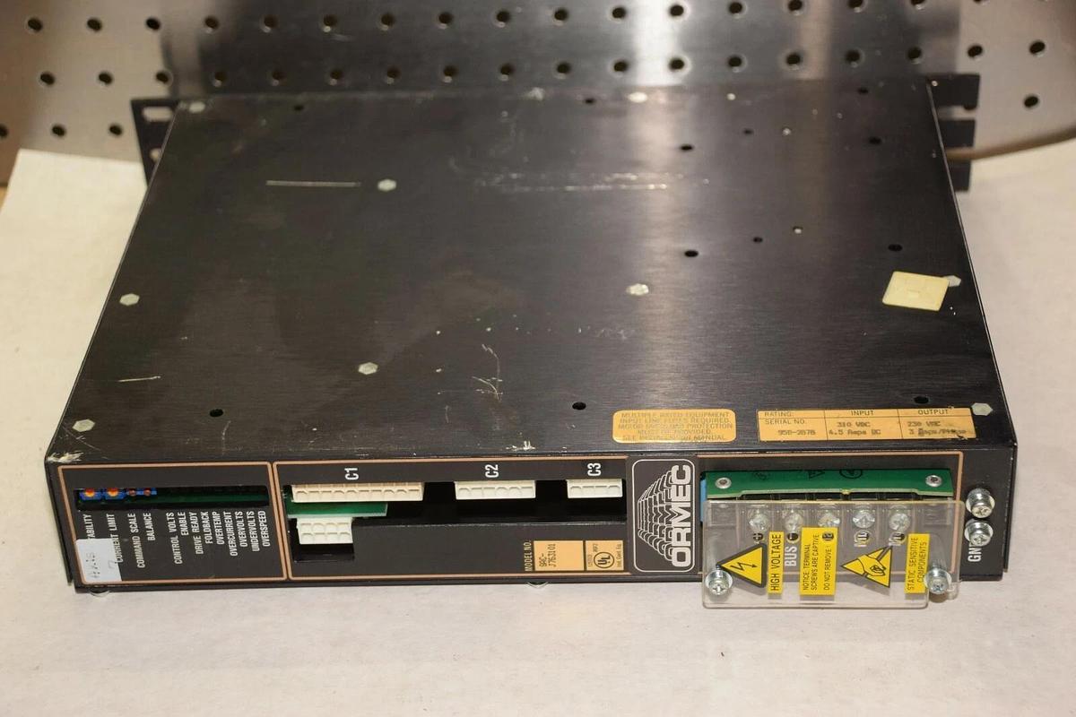 Used Ormec Servo Drive SAC-J763101 INPUT310VDC  4.5AMPS DC OUT 230VAC 3A PH