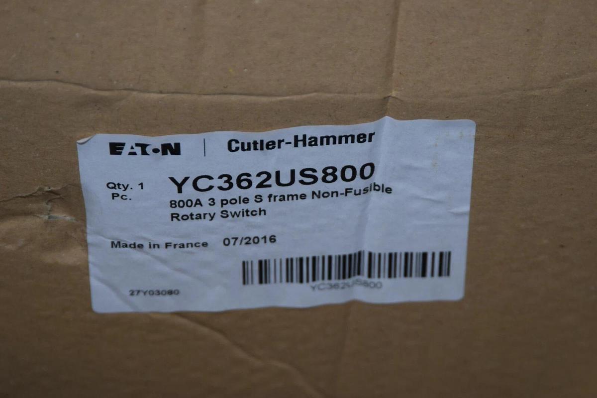 (New) Eaton YC362US800 R9G3800U / C362US800 800amp 3pole G frame rotary switch