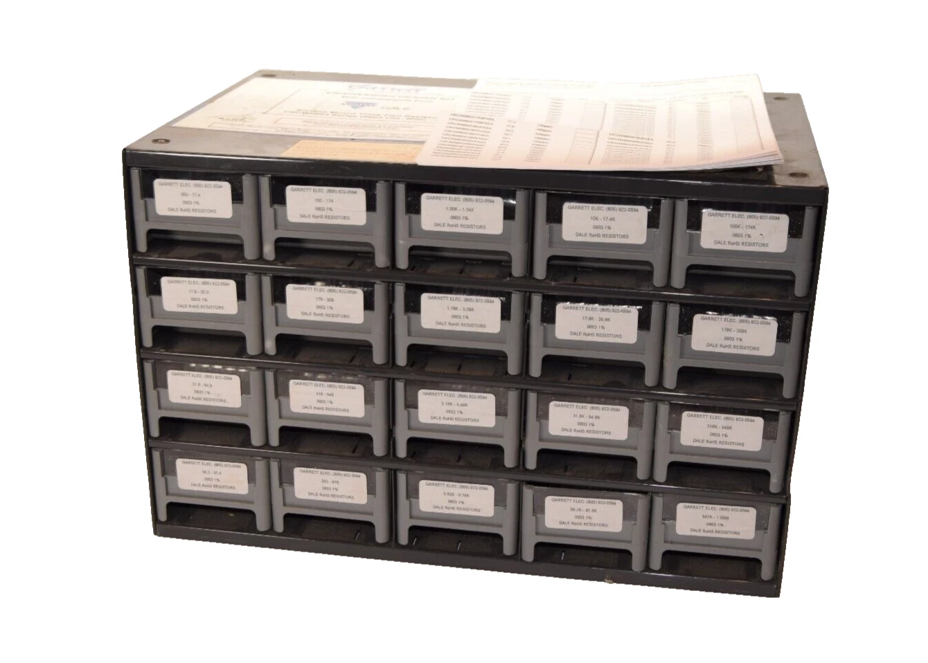 Lot 20 Drawer GARRETT VISHAY DALE CRCW0603 0603 SM Suface Mount 1% Resistor Kit