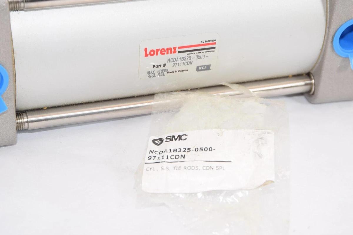 (NEW) SMC / LORENZ NCDA1B325-0500-97111CDN 250psi Tie Rod Cylinder