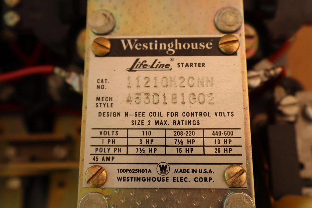 Westinghouse Life-Line Reversing Starter Size Sz 2 11210K2CNNB 453D181G02 (NEW)