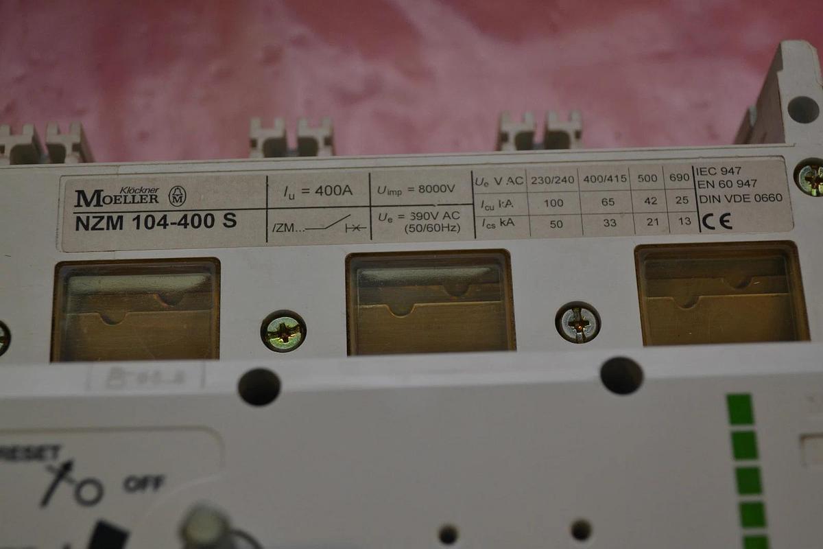 Used KLOCKNER MOLLER CIRCUIT BREAKER NZM 104-400 S NZM104400S ZM-400/240-NZM104