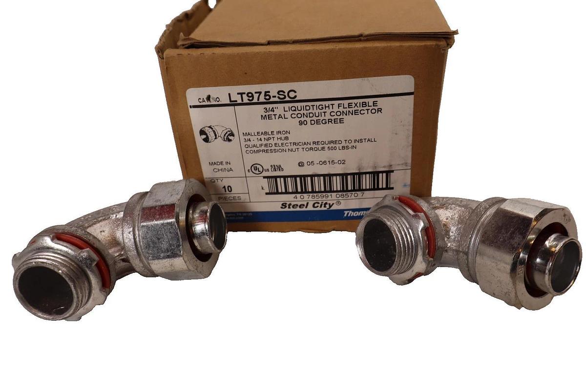 Thomas & Betts / Steel City LT975-SC 3/4" , 90° Connector (New - Lot of 2)