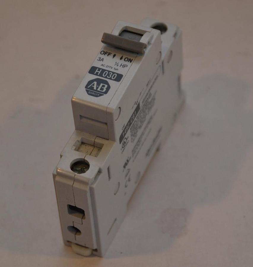 Used Allen Bradley 1492-CB1 H030 H 030 Circuit Breaker 3A 3 A 3 Amp 1/3hp 277vac 1ph