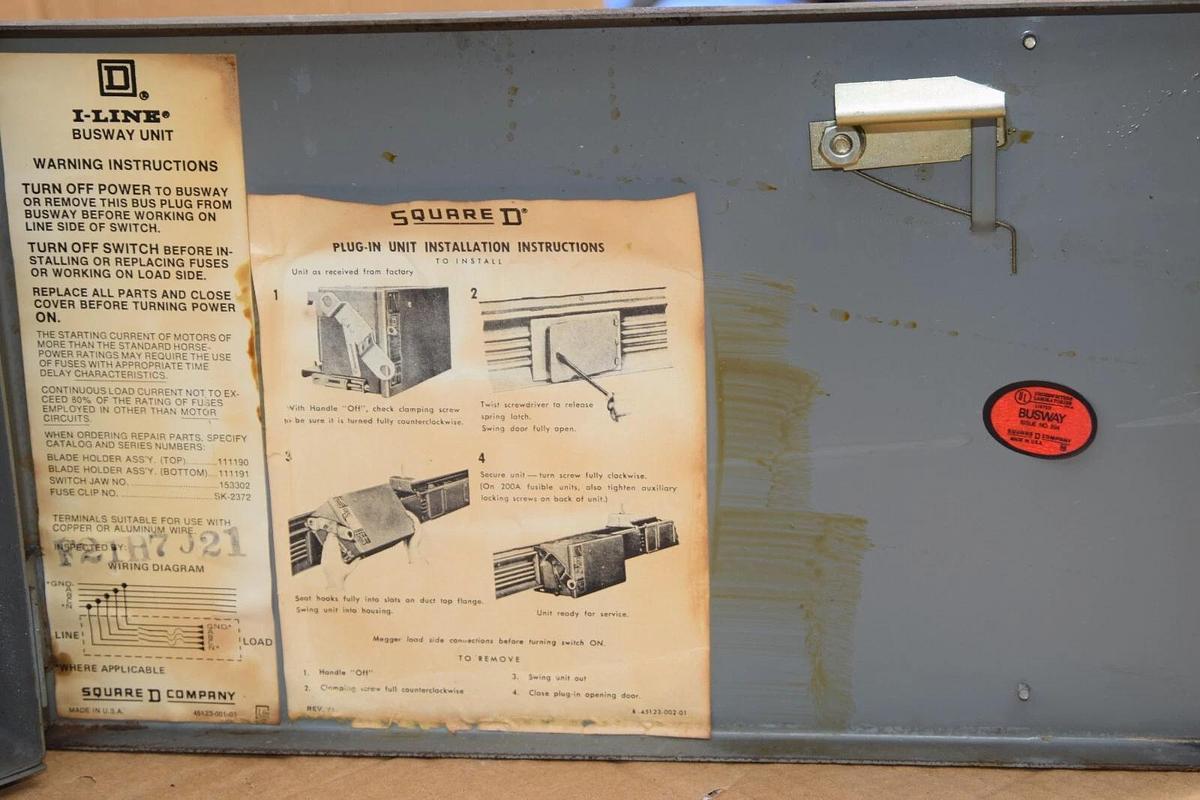 Used SQUARE D I-Line Busway Unit Switch PQ3206 PQ-3206 Ser 1 60A 60 Amp 3PH 3W 240V