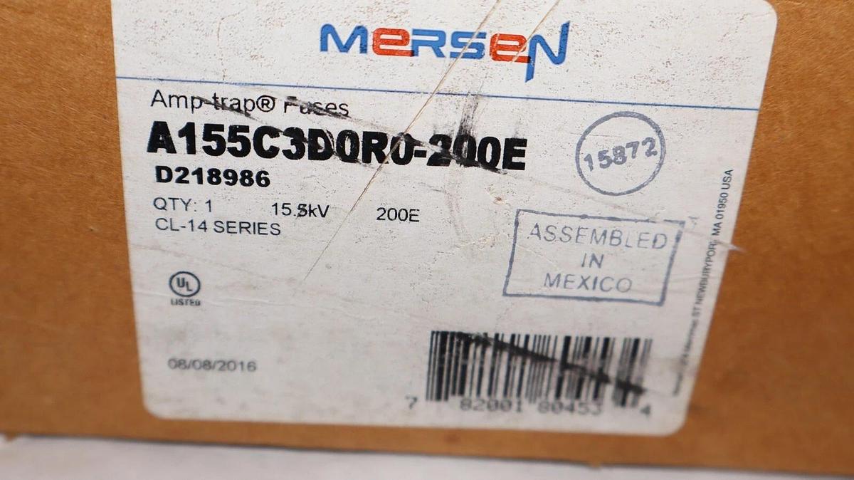 Mersen Ferraz Shawmut Amp-Trap Fuse CL-14 Series A155C3D0R0-200E 200E 15.5kV NEW