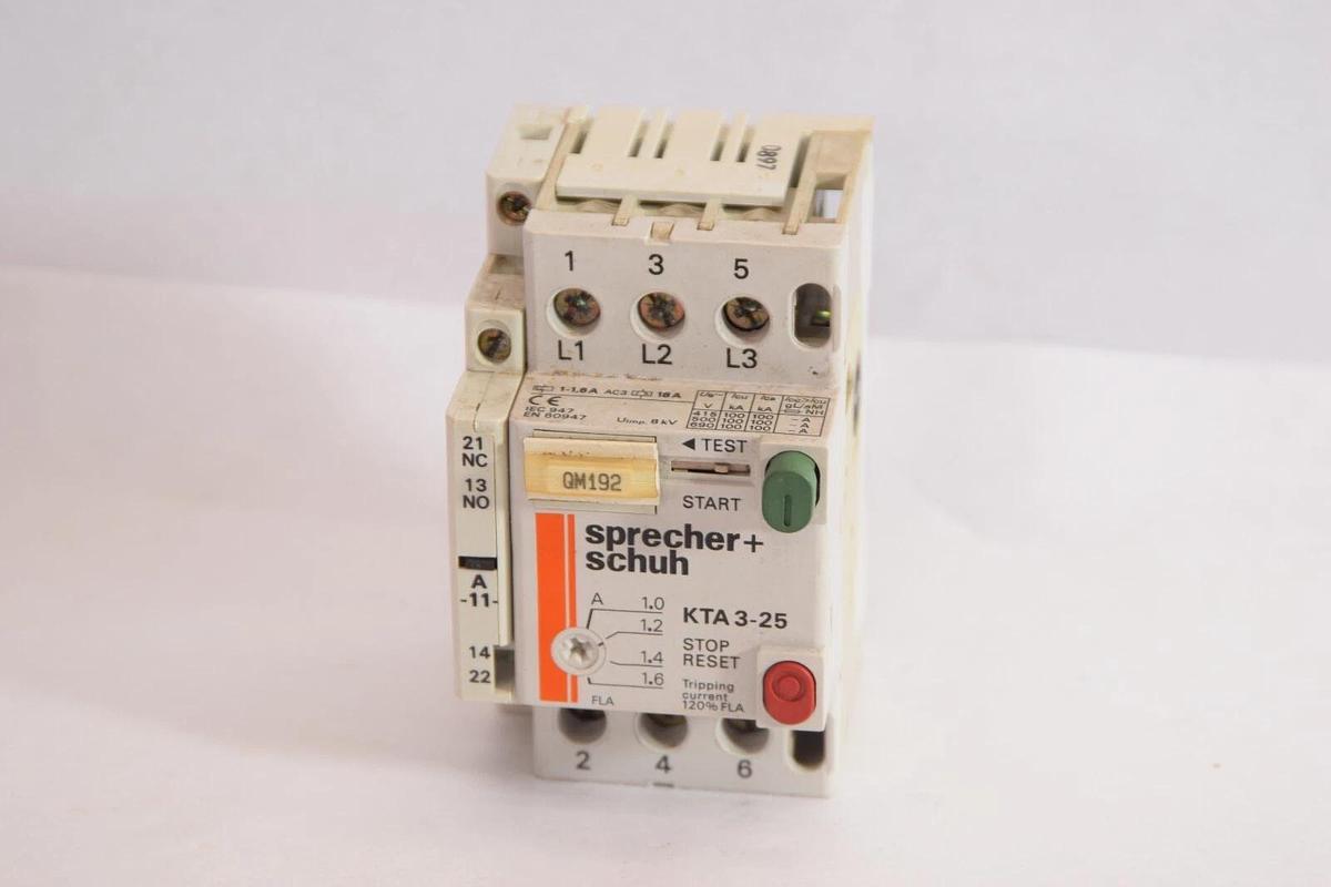 Used SPRECHER + SCHUH KTA 3-25 1.0-1.6A Manual Motor Starter