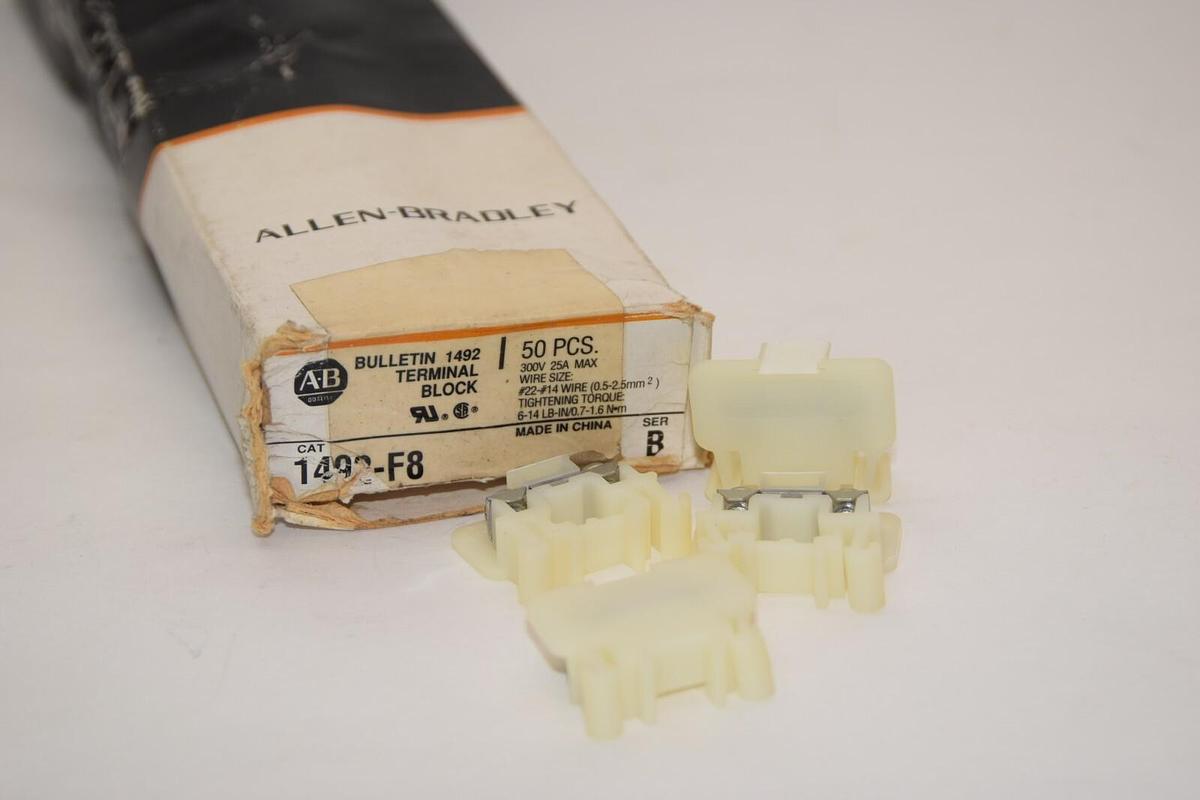 (NEW - Box of 50) ALLEN BRADLEY 1492-F8 Series B 300V 25A Terminal Block