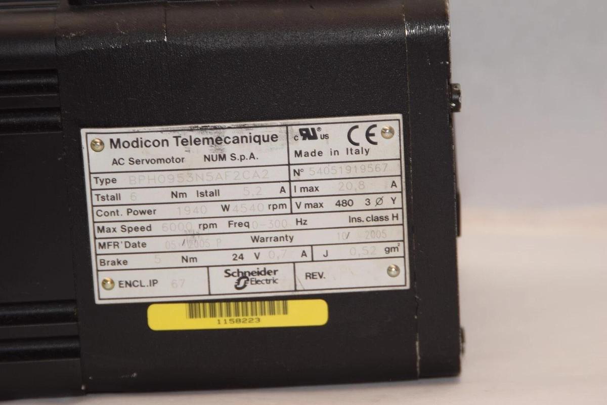 (NEW) MODICON TELEMECANIQUE BPH0953N5AF2CA2 1940W 4540rpm Servo Motor