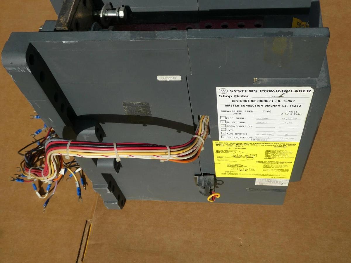 Used Westinghouse SPB 65 2000A Drawout Pow-R Breaker  w/ 1600 Amp Plug SPB100 2000 A