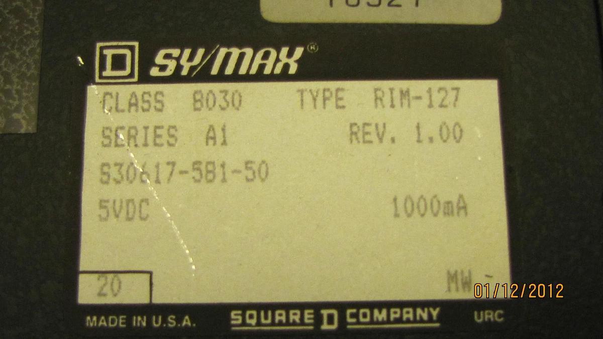 Used SQUARE D SY/MAX ANALOG INPUT MODULE 8030RIM-127 8030 RIM127 RIM-127 Ser A1 1.00