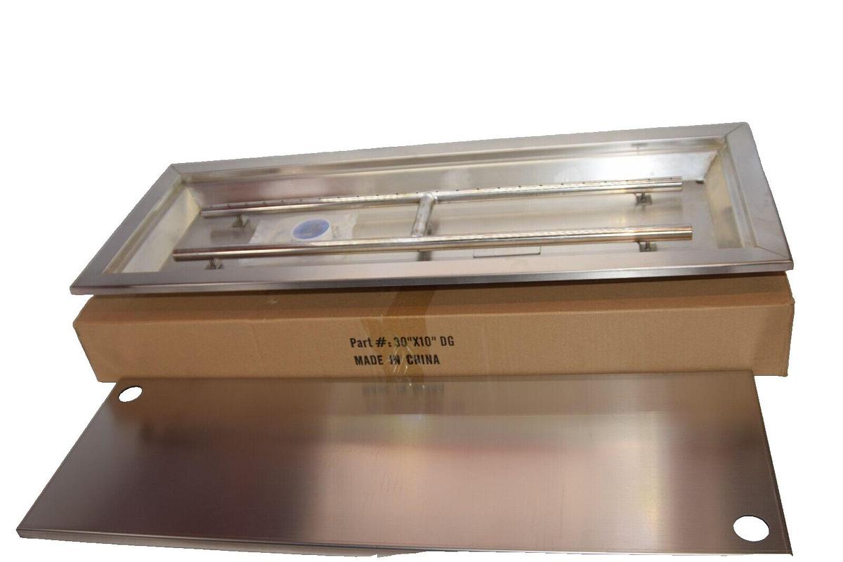 30" x 10" DG Rectangular Stainless Fire Pit Pan, Heavy-Duty Drop-In Pit Pan