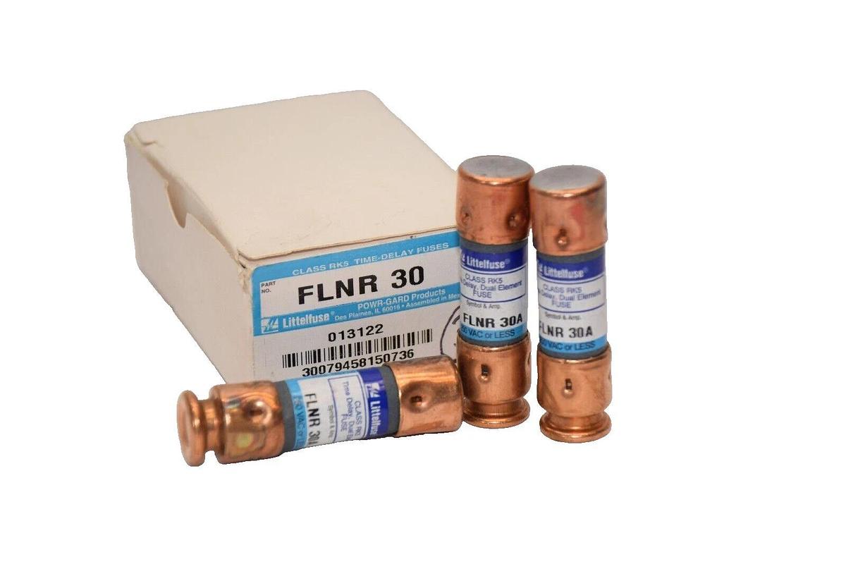 (NEW - Box of 3) LITTELFUSE FLNR30 30A Class RK5 Time Delay Dual Element Fuse