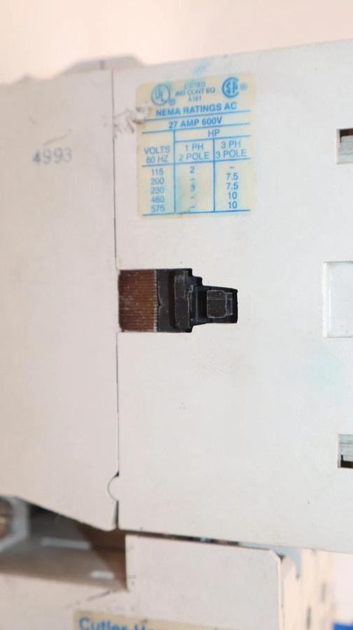 Cutler-Hammer Eaton Starter AN16DN0 Size Sz 1 600V 27A 27 Amp 120v coil H2011A