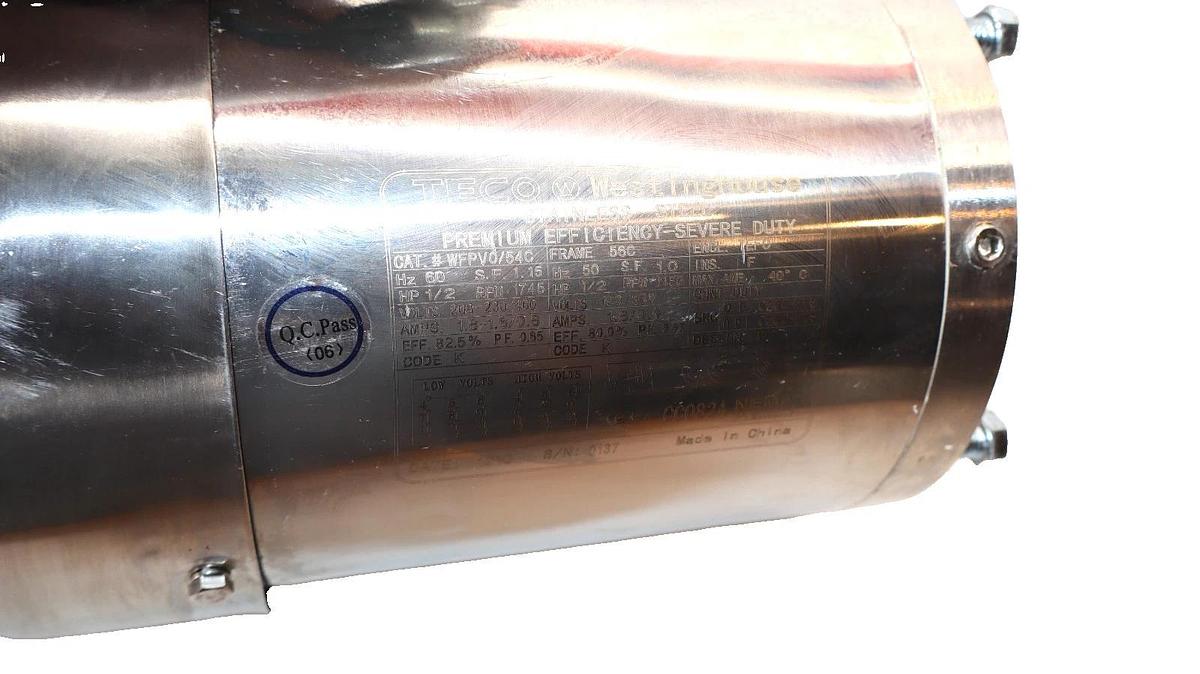 Teco-Westinghouse WFPV0/54C , 56C Frame , CC082A 5/8" Rod Motor (New)