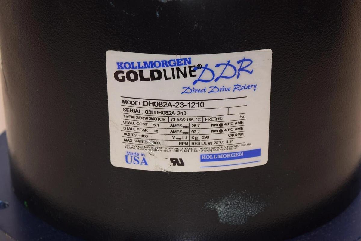 Used KOLLMORGREN DH082A-23-1210 300rpm Goldline DDR Direct Drive Rotary Servo Motor