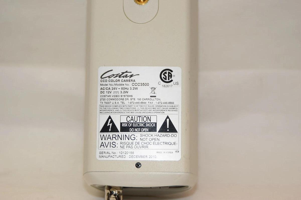 Used COSTAR CCC3500 24V 60Hz 3.2W Color CCD Security Camera