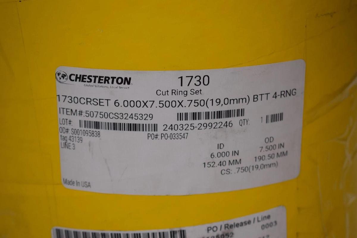 CHESTERTON 1730 Mechanical Seal Service Packing Cut Ring 6" x 7.5" x .75" 4-RNG