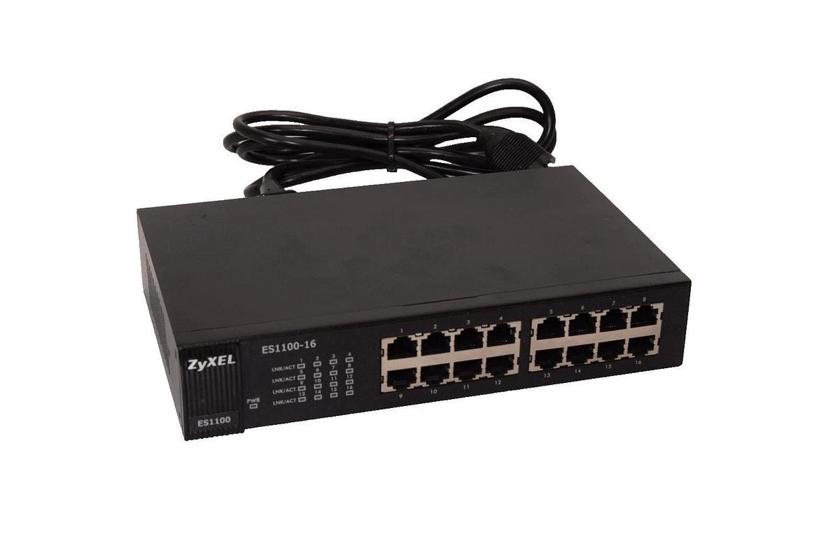 Used ZYXEL ES1100-16 , ES110016 100-240V 50/60Hz 0.5A 16-Port Ethernet Switch