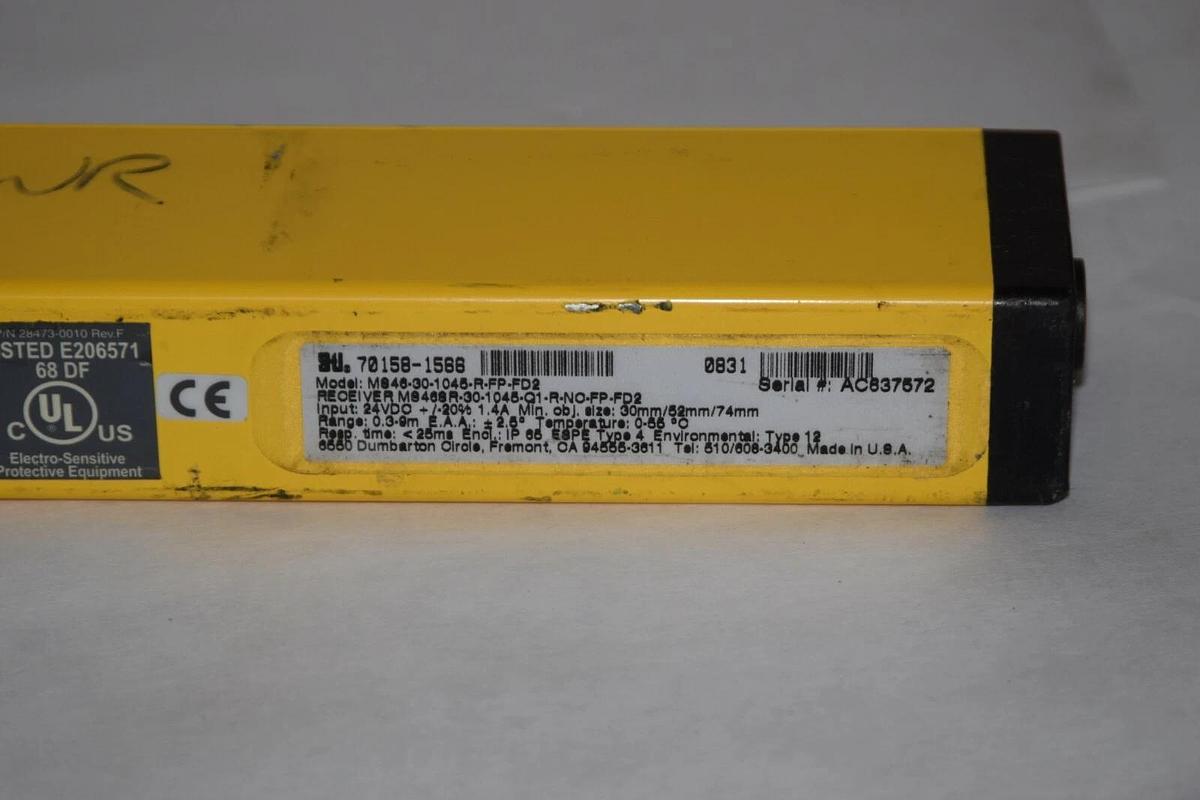 Used STI MS46-30-1045-R-FP-FD2 70158-1566 Range 0.3-9m Safety Light Curtain
