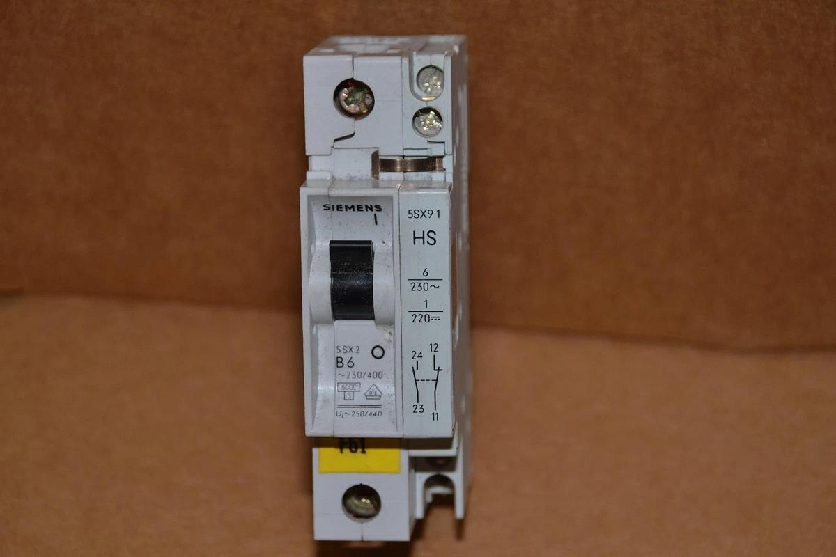 Used SIEMENS 5SX2 B6 5SX91 HS 5SX91 HS 6 Amp A 6A 1POLE 1p CIRCUIT BREAKER