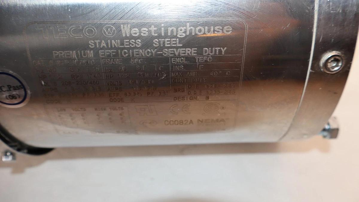 Teco-Westinghouse WFPV0/54C , 56C Frame , CC082A 5/8" Rod Motor (New)