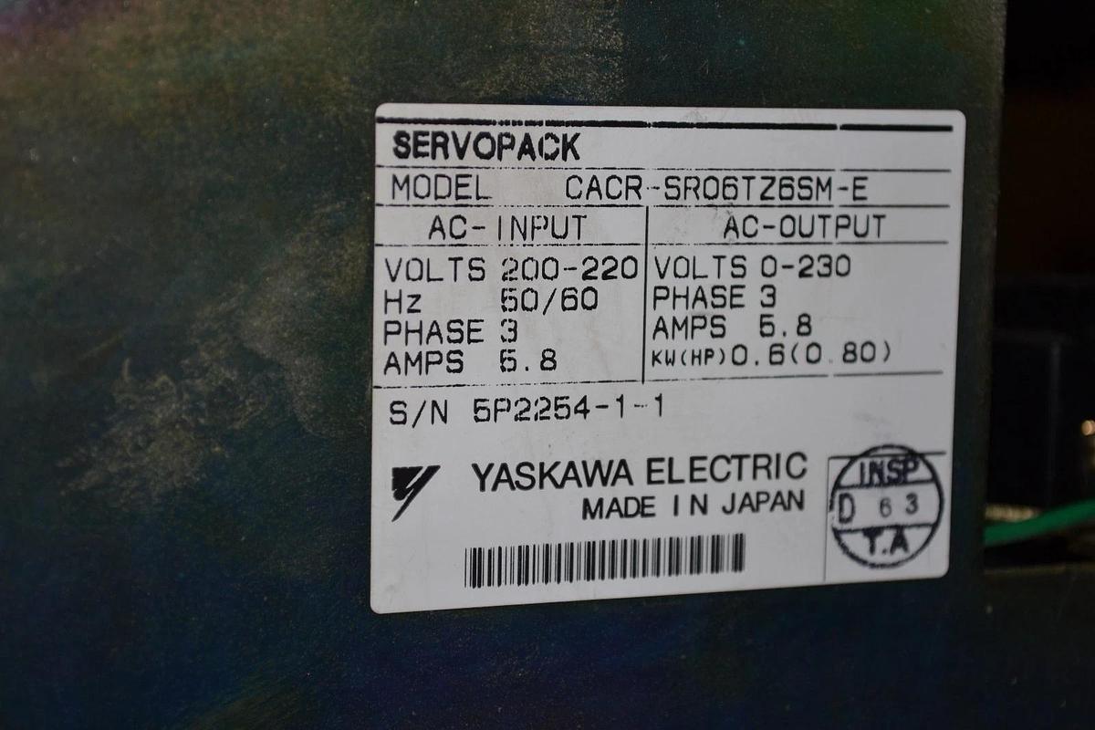 Used Yaskawa Drive ServoPack CACR-SR06TZ0SM CACR-SR06TZ6SM-E  .60kw .80HP