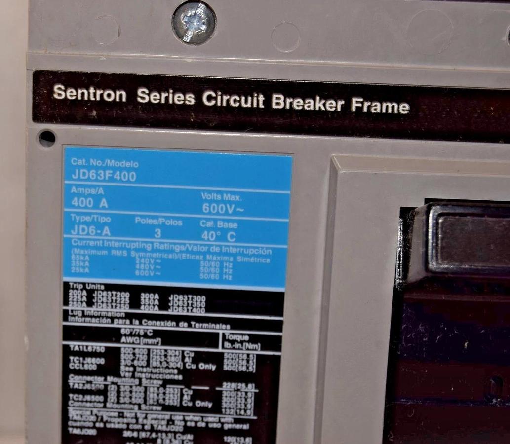 Siemens Sentron ITE Breaker 200a JD63B200L 200 Amp JD63F400 JD6-A 3p NEW