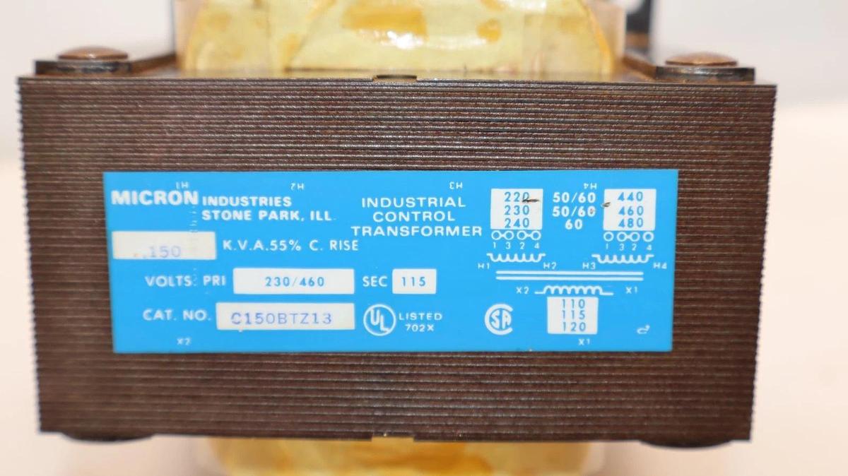 Used Micron Industries C150BTZ13 230/460V Industrial Control Transformer