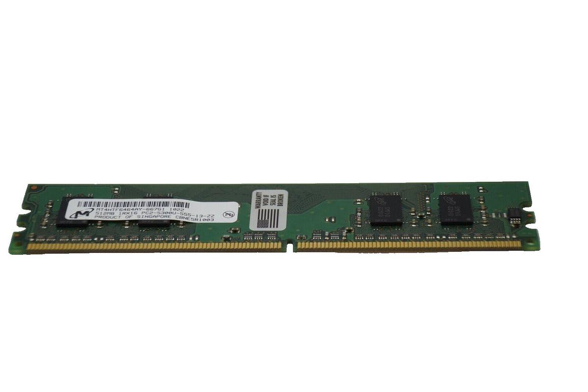 (NEW) MICRON MT4HTF6464AY-667G1 , PC2-5300U-555-13-ZZ 512MB RAM Memory